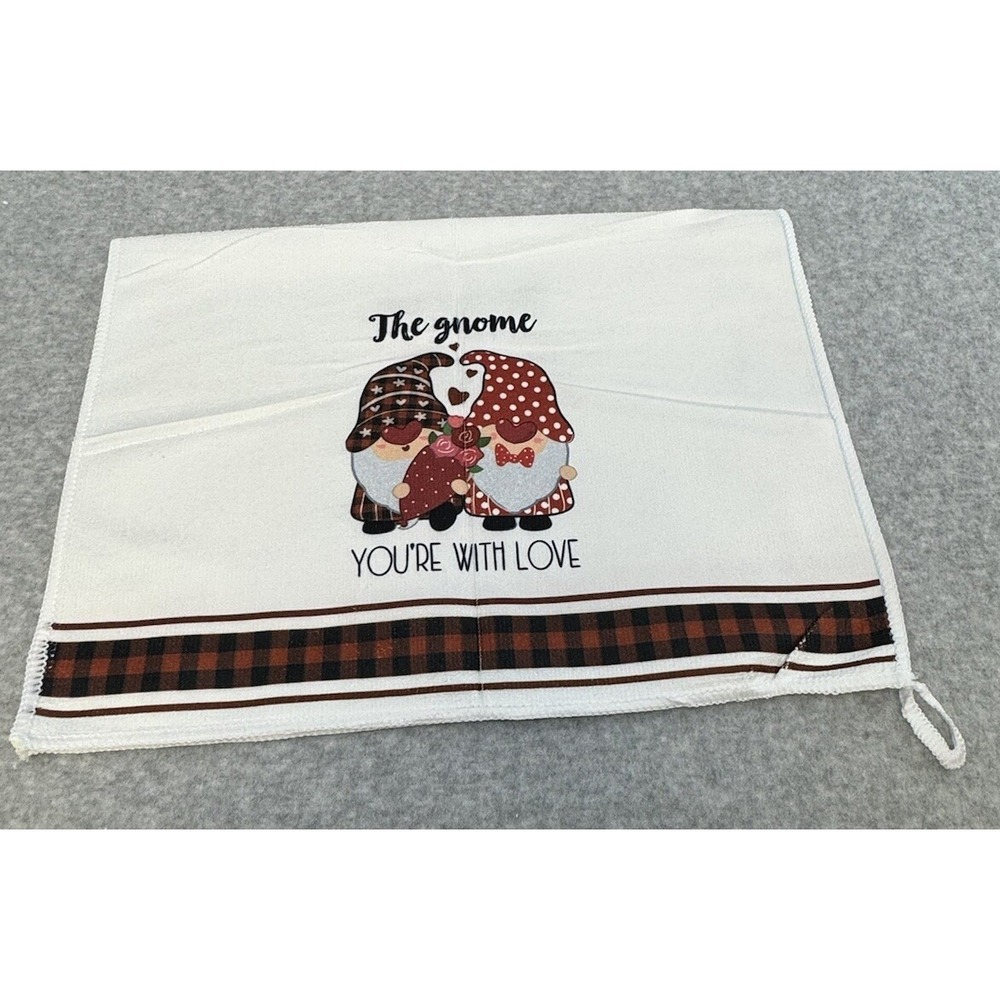 Valentines Day Kitchen Towels Decorative Set Of 4 Different Scenes Gnomes Love - Picture 4 of 5